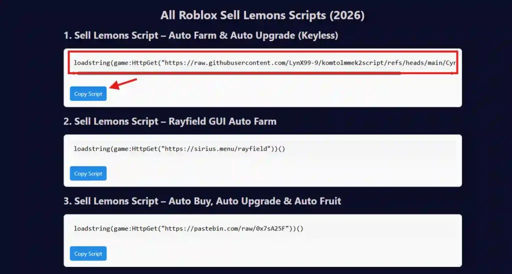 Copy the Sell Lemons Script